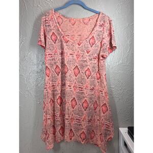Fresh Produce Cotton Tunic Top Scoop Neck Neutral Ikat Bohemian Casual Sz Large